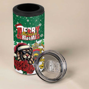 Morocco Christmas 4 in 1 Can Cooler Tumbler Santa Lion With Rose Xmas Vibe