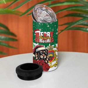 Morocco Christmas 4 in 1 Can Cooler Tumbler Santa Lion With Rose Xmas Vibe