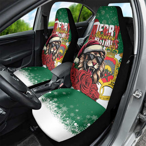 Morocco Christmas Car Seat Cover Santa Lion With Rose Xmas Vibe