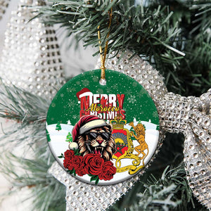 Morocco Christmas Ceramic Ornament Santa Lion With Rose Xmas Vibe