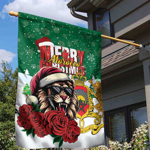 Morocco Christmas Garden Flag Santa Lion With Rose Xmas Vibe