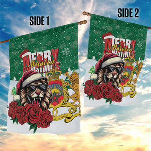 Morocco Christmas Garden Flag Santa Lion With Rose Xmas Vibe