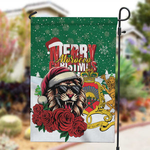 Morocco Christmas Garden Flag Santa Lion With Rose Xmas Vibe