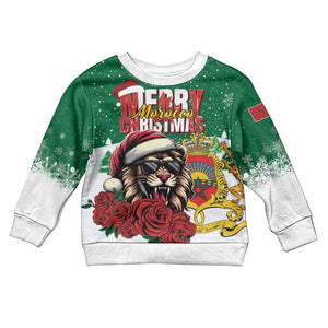 Morocco Christmas Kid Ugly Christmas Sweater Santa Lion With Rose Xmas Vibe