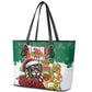 Morocco Christmas Leather Tote Bag Santa Lion With Rose Xmas Vibe