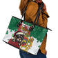 Morocco Christmas Leather Tote Bag Santa Lion With Rose Xmas Vibe