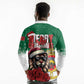 Morocco Christmas Long Sleeve Polo Shirt Santa Lion With Rose Xmas Vibe