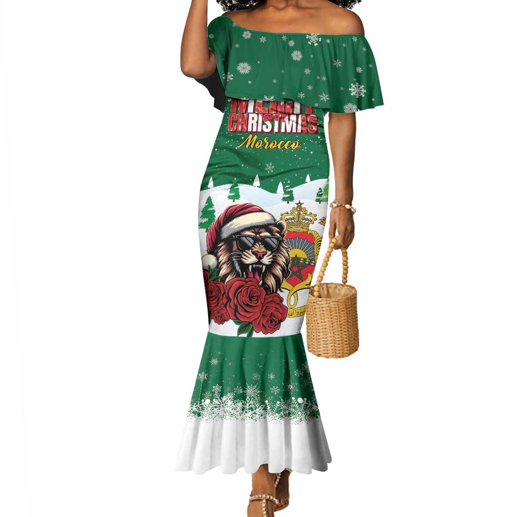 Morocco Christmas Mermaid Dress Santa Lion With Rose Xmas Vibe