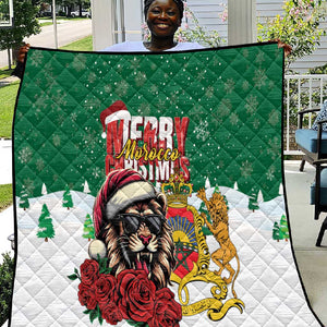 Morocco Christmas Quilt Santa Lion With Rose Xmas Vibe