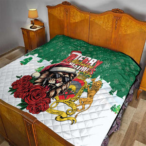 Morocco Christmas Quilt Santa Lion With Rose Xmas Vibe