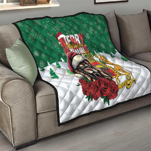 Morocco Christmas Quilt Santa Lion With Rose Xmas Vibe