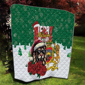 Morocco Christmas Quilt Santa Lion With Rose Xmas Vibe