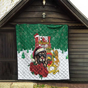 Morocco Christmas Quilt Santa Lion With Rose Xmas Vibe