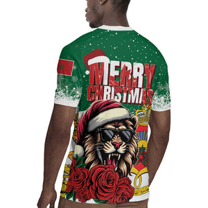 Morocco Christmas Rugby Jersey Santa Lion With Rose Xmas Vibe