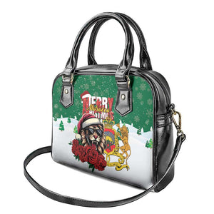 Morocco Christmas Shoulder Handbag Santa Lion With Rose Xmas Vibe