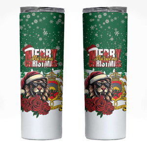 Morocco Christmas Skinny Tumbler Santa Lion With Rose Xmas Vibe