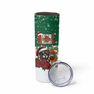 Morocco Christmas Skinny Tumbler Santa Lion With Rose Xmas Vibe