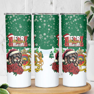 Morocco Christmas Skinny Tumbler Santa Lion With Rose Xmas Vibe