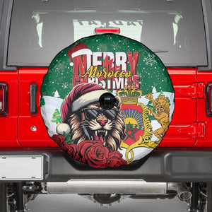 Morocco Christmas Spare Tire Cover Santa Lion With Rose Xmas Vibe