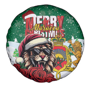 Morocco Christmas Spare Tire Cover Santa Lion With Rose Xmas Vibe