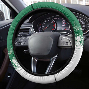 Morocco Christmas Steering Wheel Cover Santa Lion With Rose Xmas Vibe