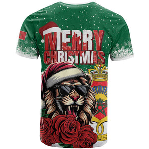 Morocco Christmas T shirt Santa Lion With Rose Xmas Vibe