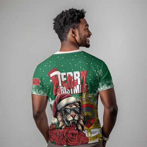 Morocco Christmas T shirt Santa Lion With Rose Xmas Vibe