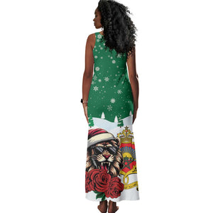 Morocco Christmas Tank Maxi Dress Santa Lion With Rose Xmas Vibe