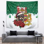 Morocco Christmas Tapestry Santa Lion With Rose Xmas Vibe