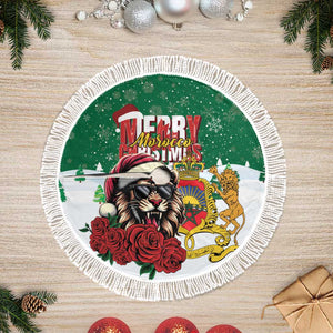 Morocco Christmas Tree Skirt Santa Lion With Rose Xmas Vibe