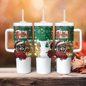 Morocco Christmas Tumbler With Handle Santa Lion With Rose Xmas Vibe