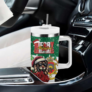 Morocco Christmas Tumbler With Handle Santa Lion With Rose Xmas Vibe