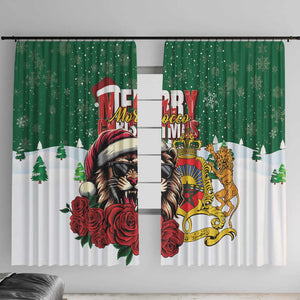 Morocco Christmas Window Curtain Santa Lion With Rose Xmas Vibe