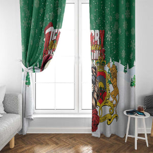 Morocco Christmas Window Curtain Santa Lion With Rose Xmas Vibe