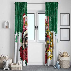 Morocco Christmas Window Curtain Santa Lion With Rose Xmas Vibe