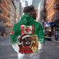 Morocco Christmas Zip Hoodie Santa Lion With Rose Xmas Vibe