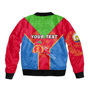 Custom Eritrea Bomber Jacket with Eritrean Emblem Flag and African Pattern Design