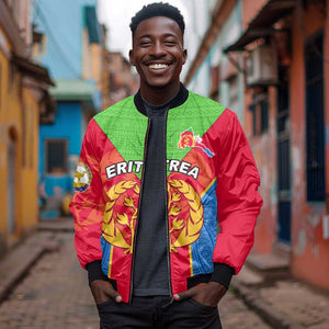 Custom Eritrea Bomber Jacket with Eritrean Emblem Flag and African Pattern Design