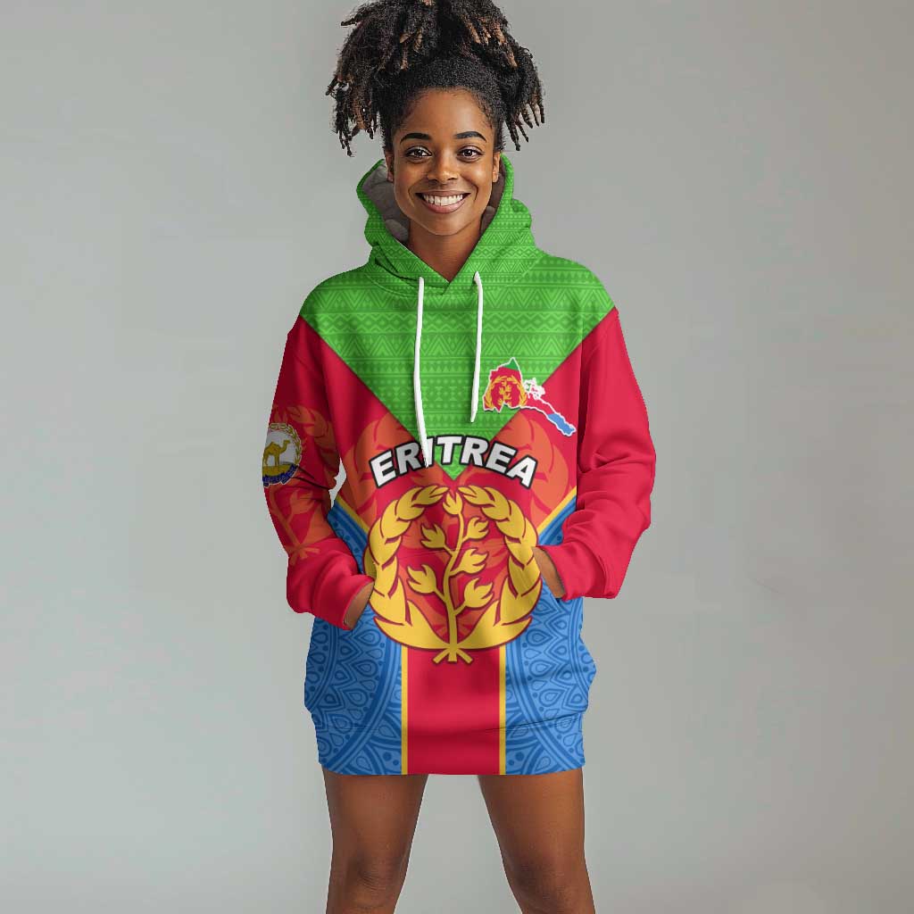 Custom Eritrea Hoodie Dress with Eritrean Emblem Flag and African Pattern Design