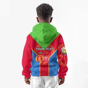 Custom Eritrea Kid Hoodie with Eritrean Emblem Flag and African Pattern Design