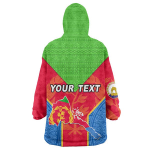 Custom Eritrea Kid Wearable Blanket Hoodie with Eritrean Emblem Flag and African Pattern Design LT01