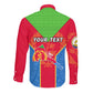 Custom Eritrea Long Sleeve Button Shirt with Eritrean Emblem Flag and African Pattern Design