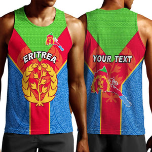 Custom Eritrea Men Tank Top with Eritrean Emblem Flag and African Pattern Design