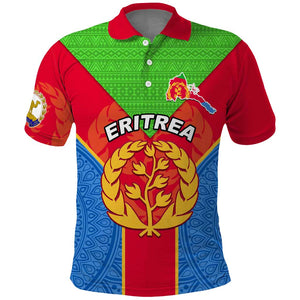 Custom Eritrea Polo Shirt with Eritrean Emblem Flag and African Pattern Design