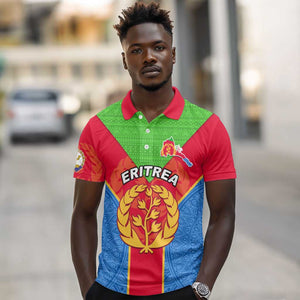 Custom Eritrea Polo Shirt with Eritrean Emblem Flag and African Pattern Design