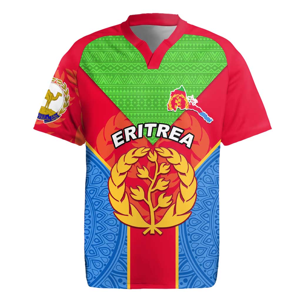 Custom Eritrea Rugby Jersey with Eritrean Emblem Flag and African Pattern Design