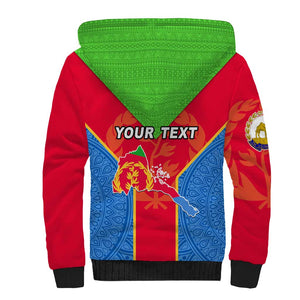 Custom Eritrea Sherpa Hoodie with Eritrean Emblem Flag and African Pattern Design