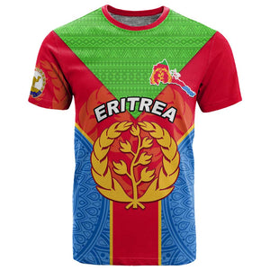 Custom Eritrea T shirt with Eritrean Emblem Flag and African Pattern Design