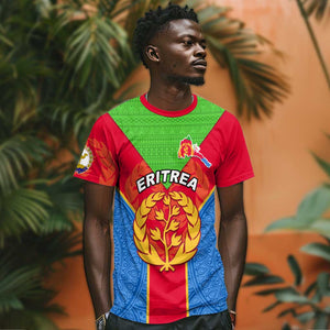 Custom Eritrea T shirt with Eritrean Emblem Flag and African Pattern Design