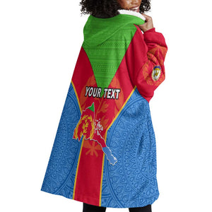 Custom Eritrea Wearable Blanket Hoodie with Eritrean Emblem Flag and African Pattern Design